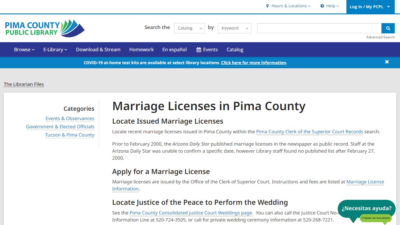 Marriage Licenses in Pima County | Pima County Public Library