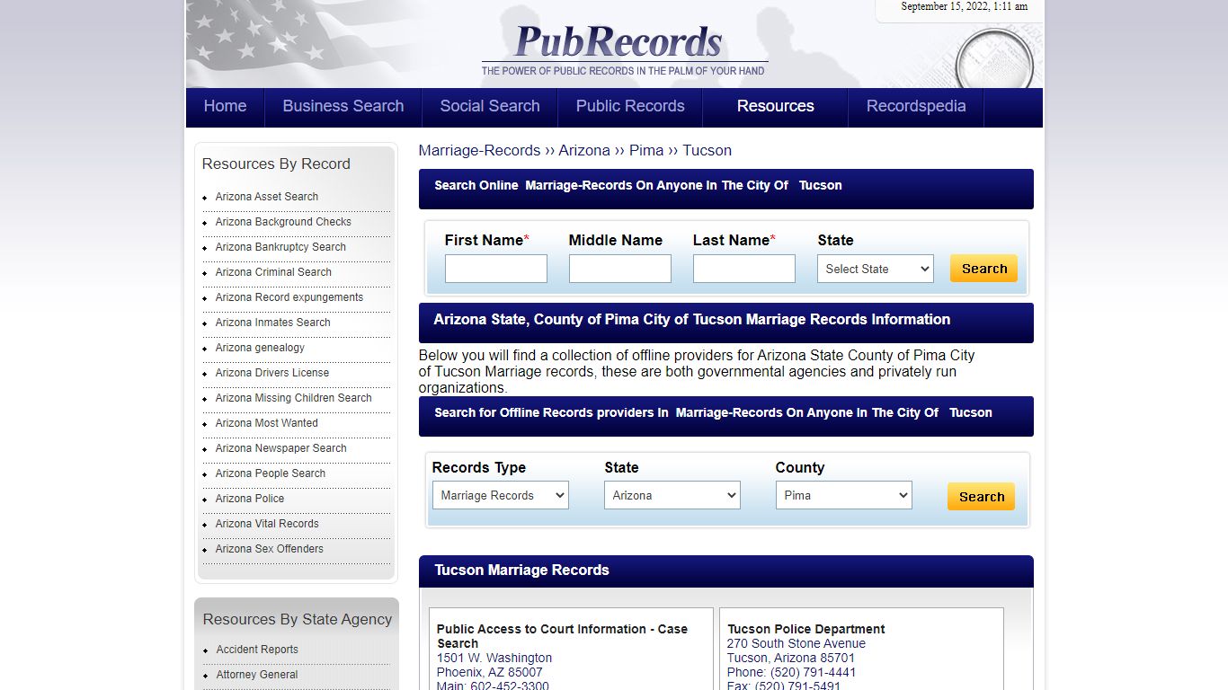 Tucson, Pima County, Arizona Marriage Records - Pubrecords.com